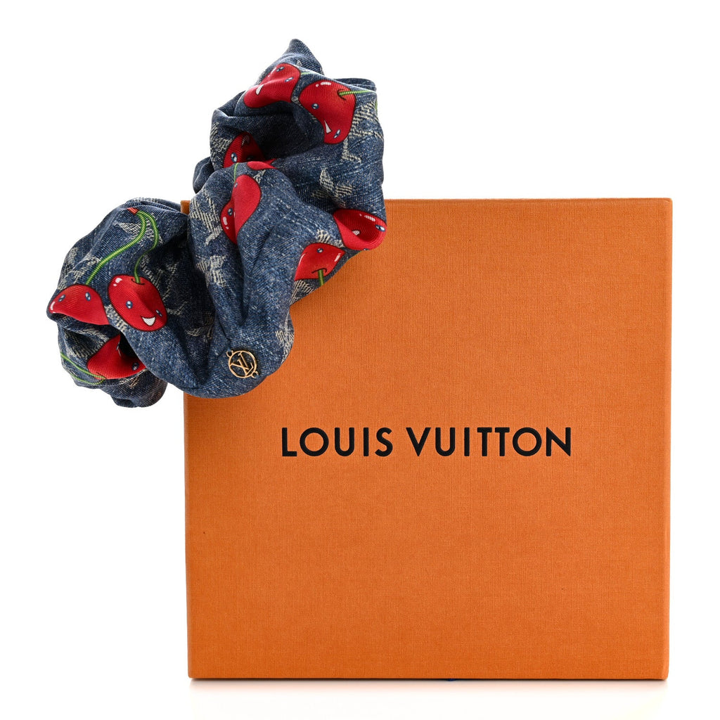 Louis Vuitton LV X TM Monogram Cerises Silk Scrunchie Blue