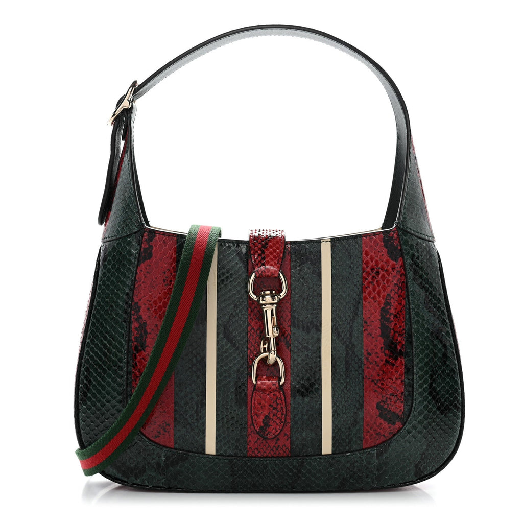 Gucci Snakeskin Web Small Jackie 1961 Hobo Green