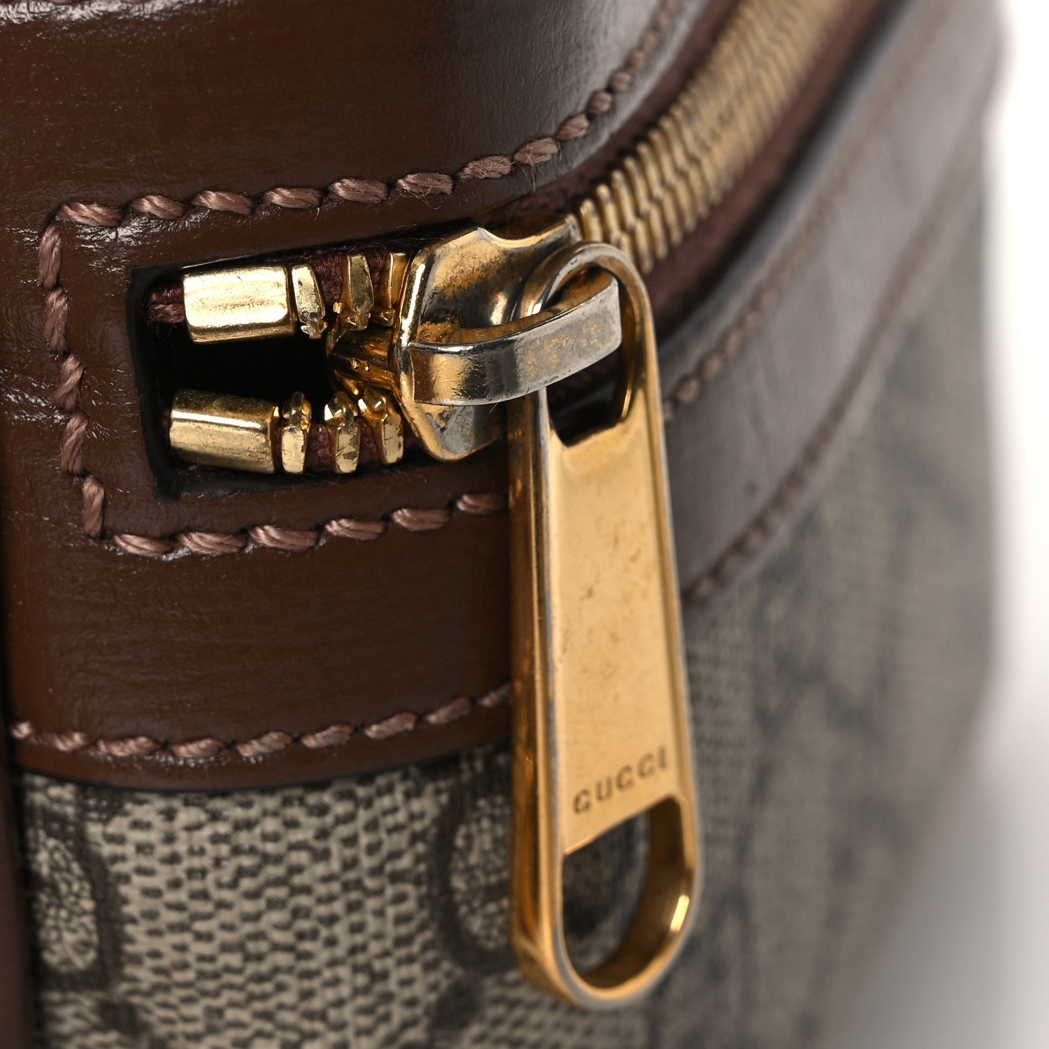 Gucci GG Supreme Monogram Azalea Calfskin Retro Interlocking G Multi-Function Bag Beige Ebony Brown Sugar