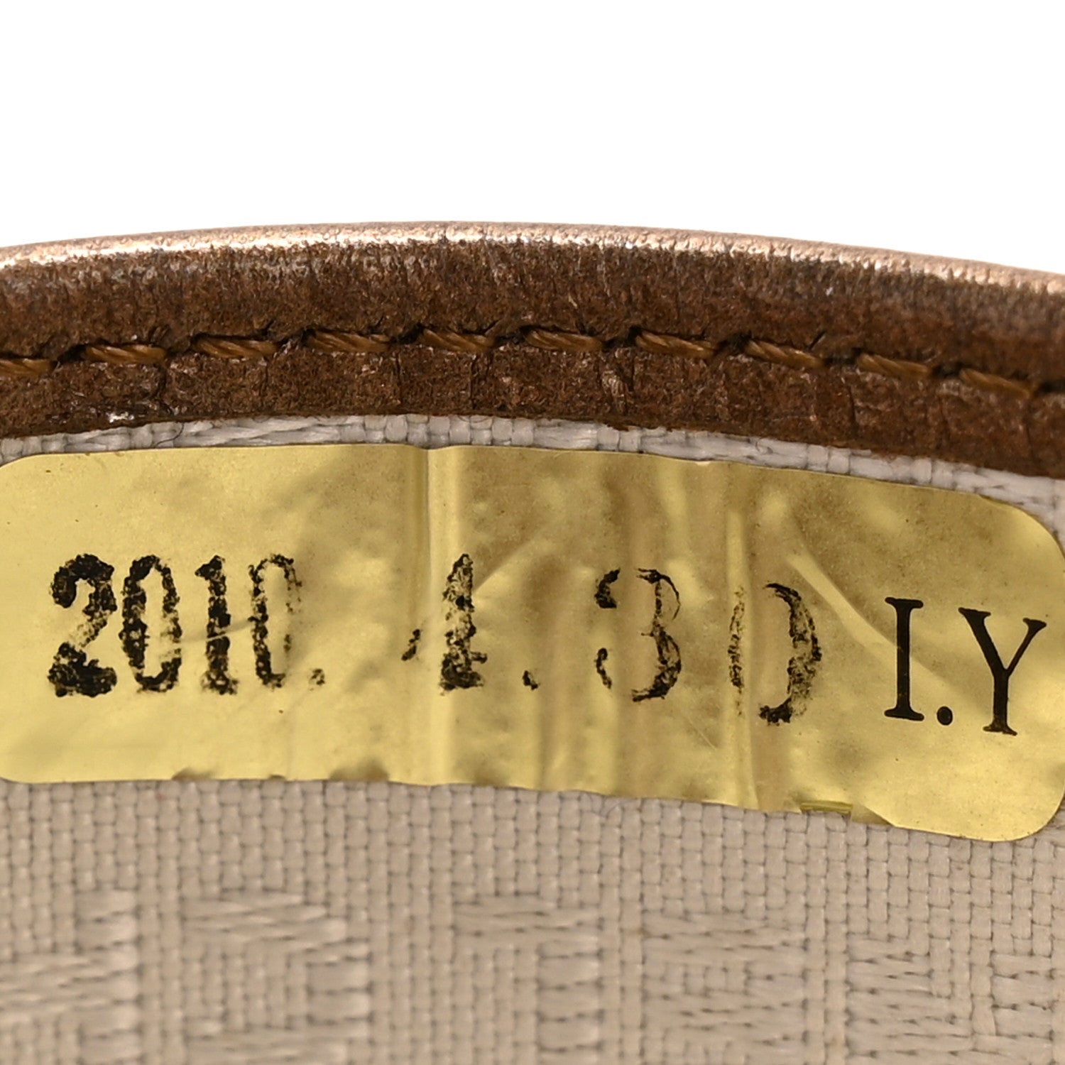 Metallic Aged Calfskin Quilted Cambon Yen Wallet Gold