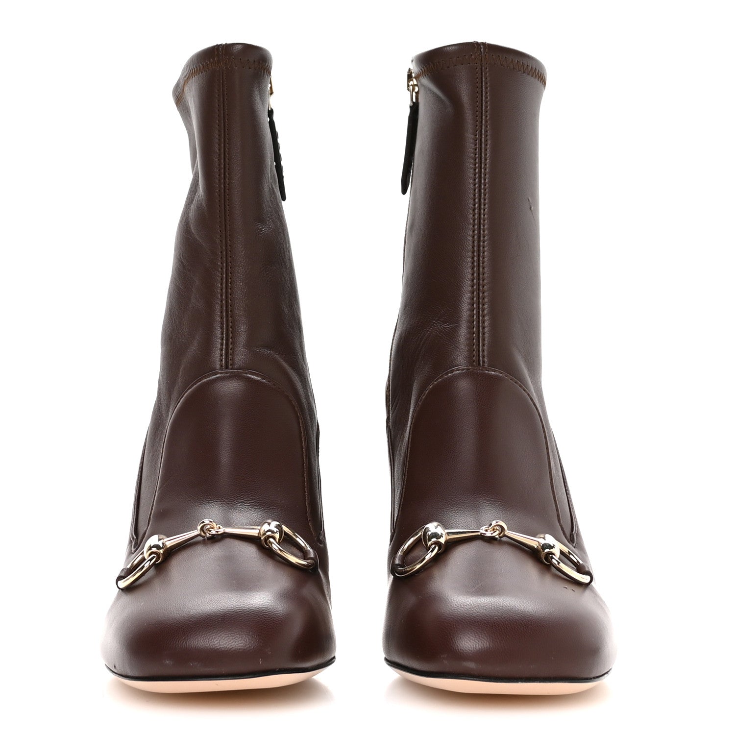 Gucci Nappa Horsebit Ankle Boots 38 New Chocolate