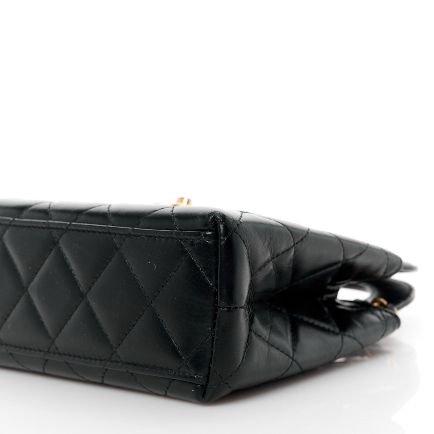 Chanel Shiny Aged Calfskin Quilted Nano Kelly Shopper Black