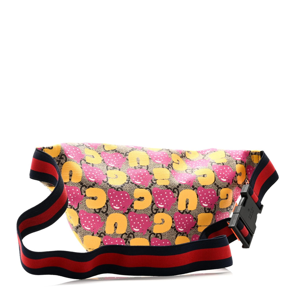 Gucci GG Supreme Monogram Childrens Strawberry Print Belt Bag Multicolor