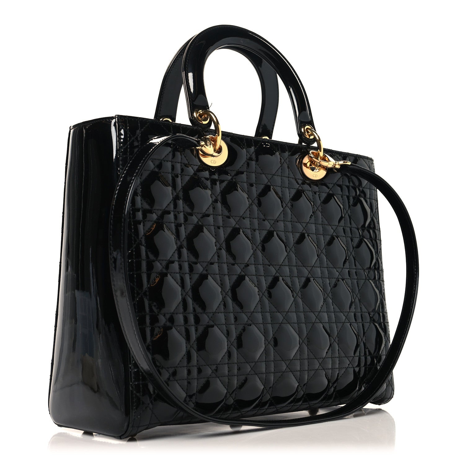 Christian Dior Patent Cannage Large Lady Dior Black
