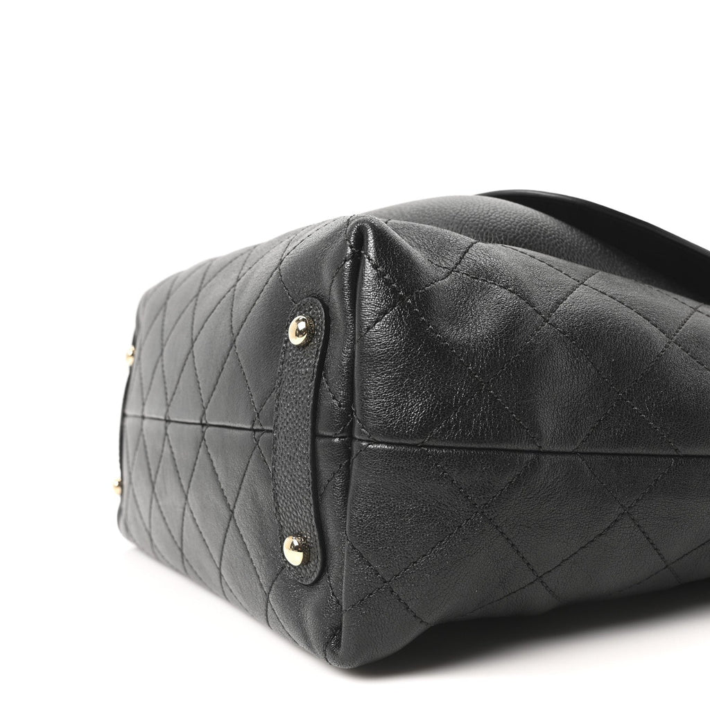 Chanel Sheepskin Caviar Quilted Medium Shopping Tote Black