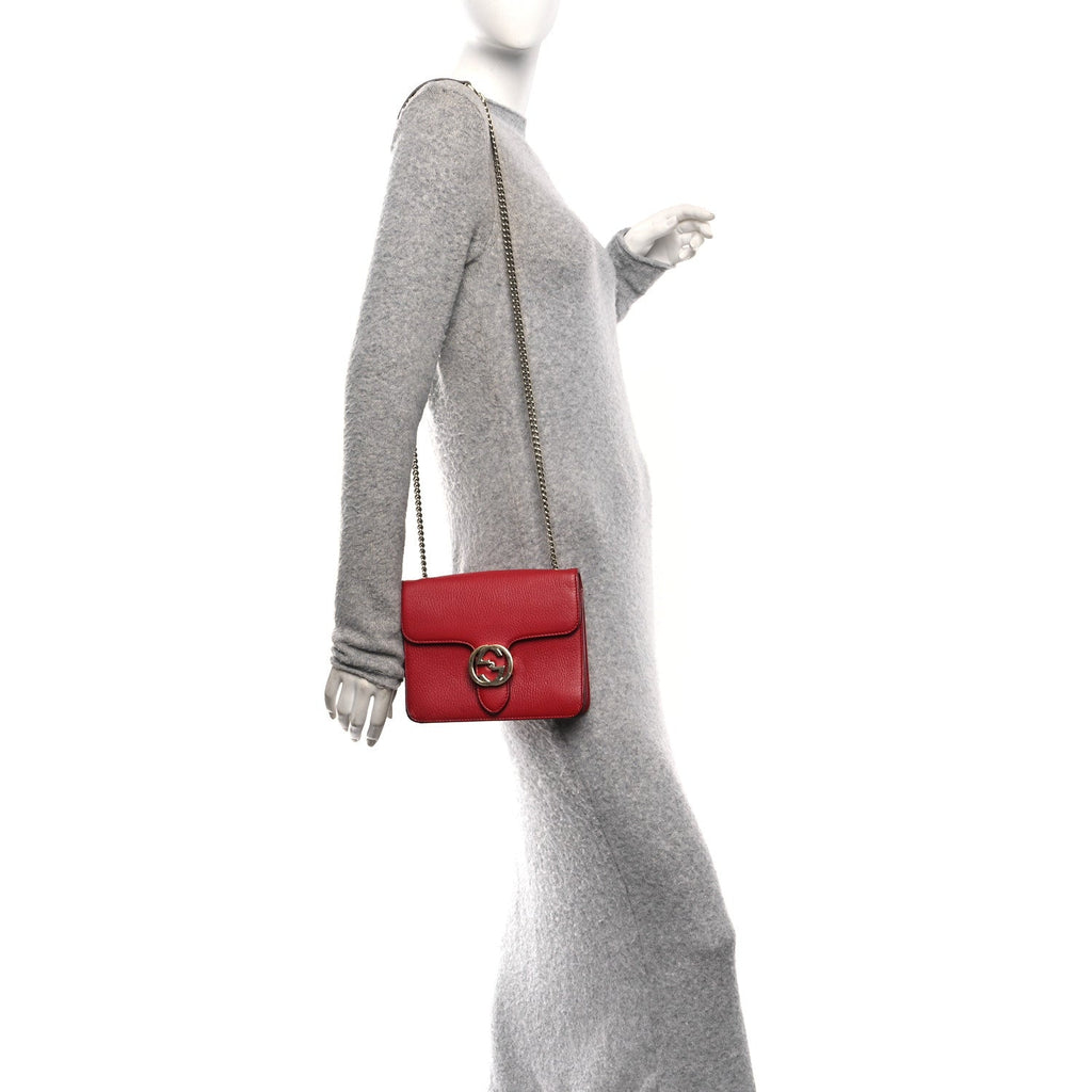 Gucci Dollar Calfskin Small Interlocking G Shoulder Bag Red