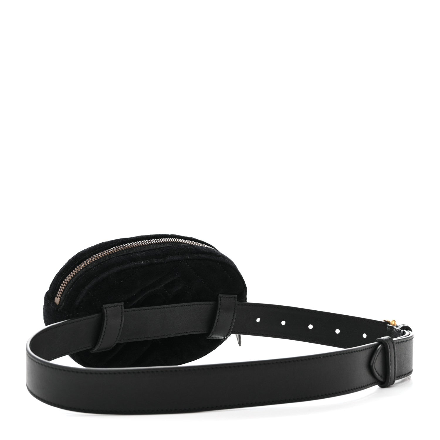 Gucci Velvet Matelasse GG Marmont Belt Bag 75 30 Black
