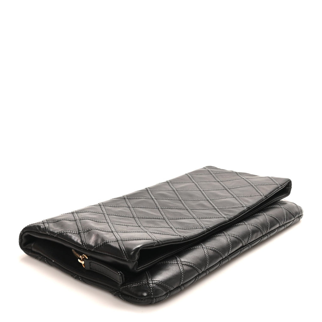 Chanel Calfskin Stitched Thin City Clutch Black