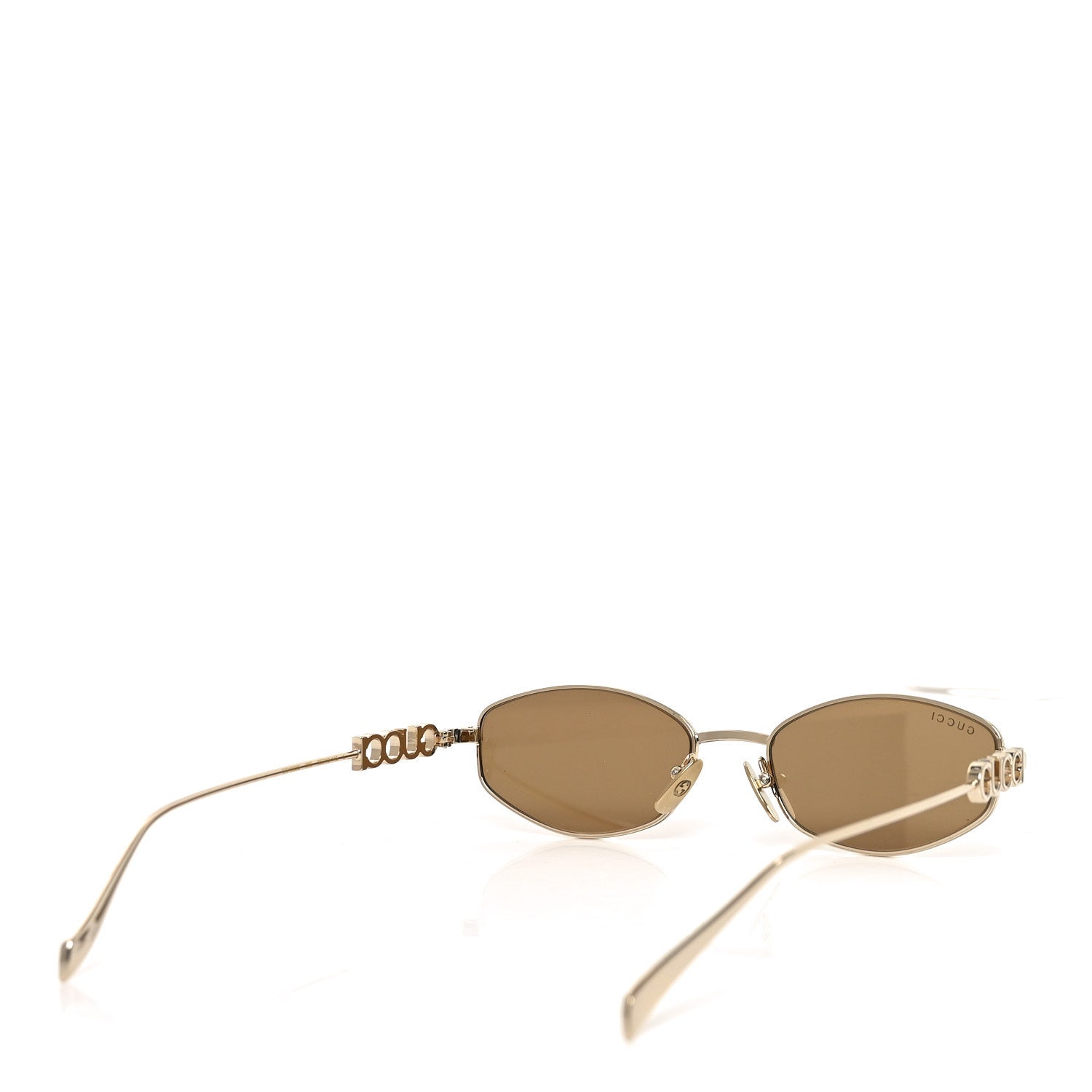 Gucci Metal Logo Oval Sunglasses GG1802S Gold