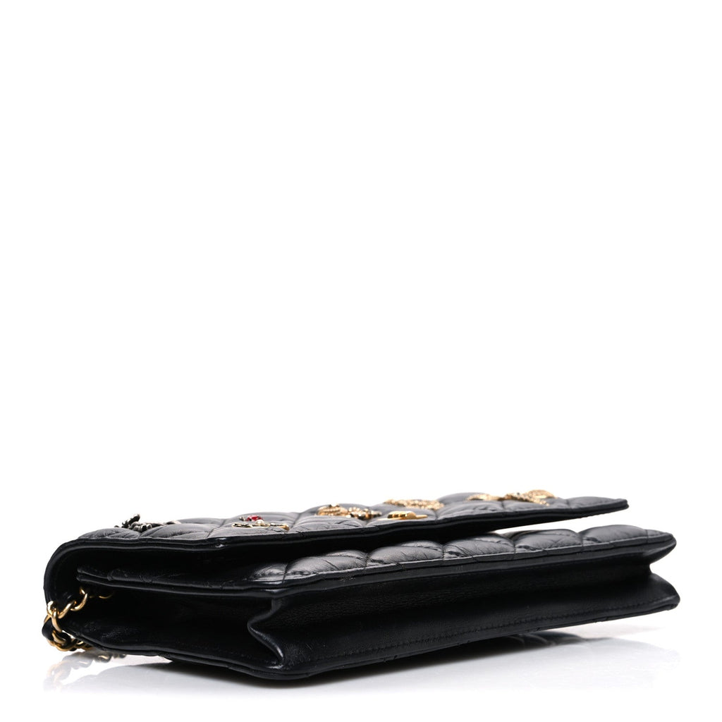 Chanel Aged Calfskin Lucky Charms 2.55 Reissue Wallet on Chain WOC Black