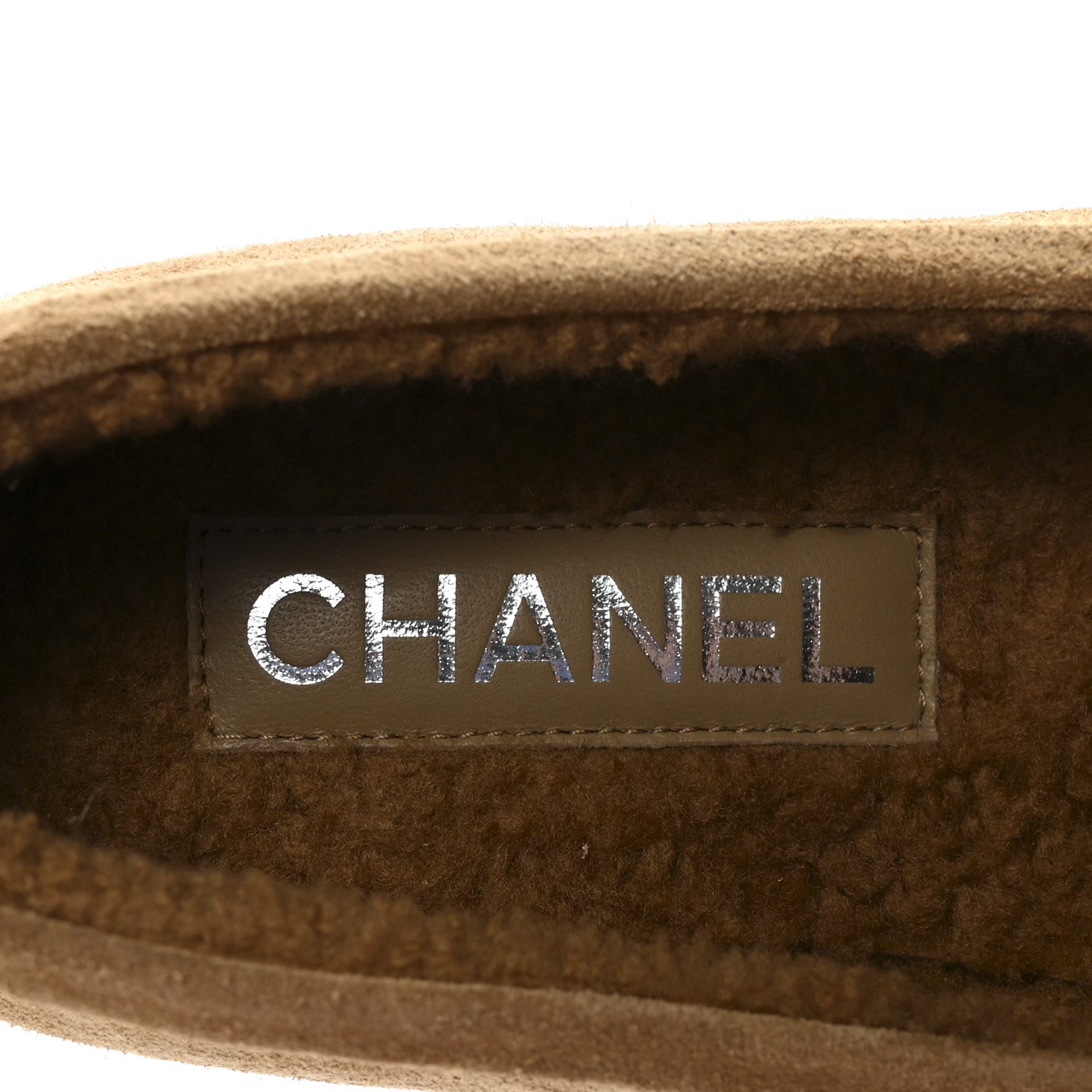 Chanel Suede Calfskin CC Loafers 37.5 Dark Beige