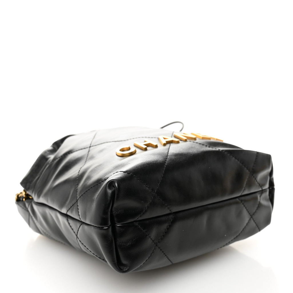 Chanel Shiny Calfskin Quilted Mini Chanel 22 Black