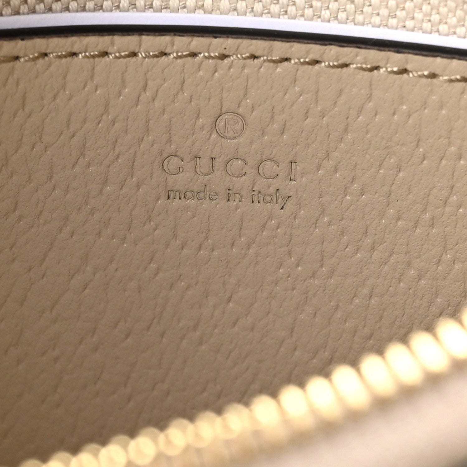 Gucci GG Supreme Monogram Textured Dollar Calfskin Web Mini Ophidia GG Handbag Beige Mystic White Oatmeal