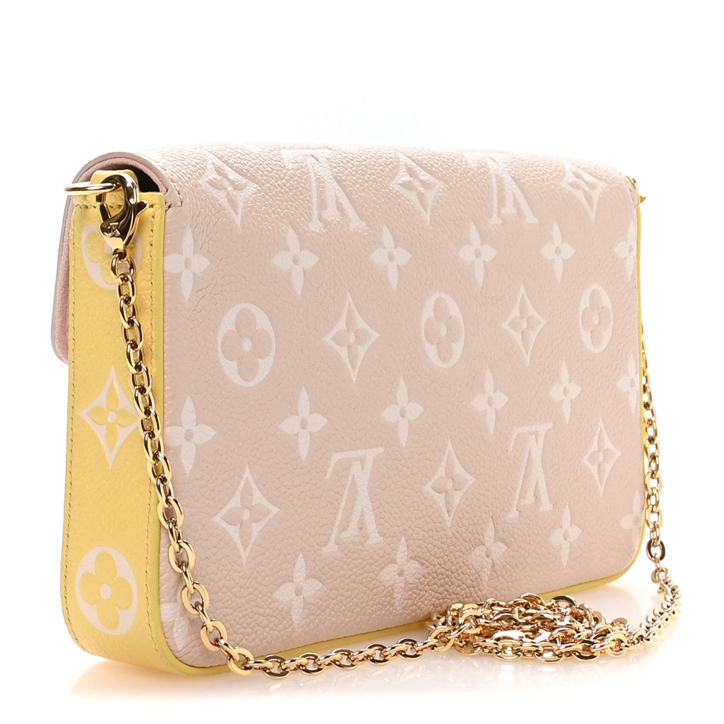 Louis Vuitton Empreinte Spring in the City Felicie Pochette Chain Wallet Pink Beige Yellow