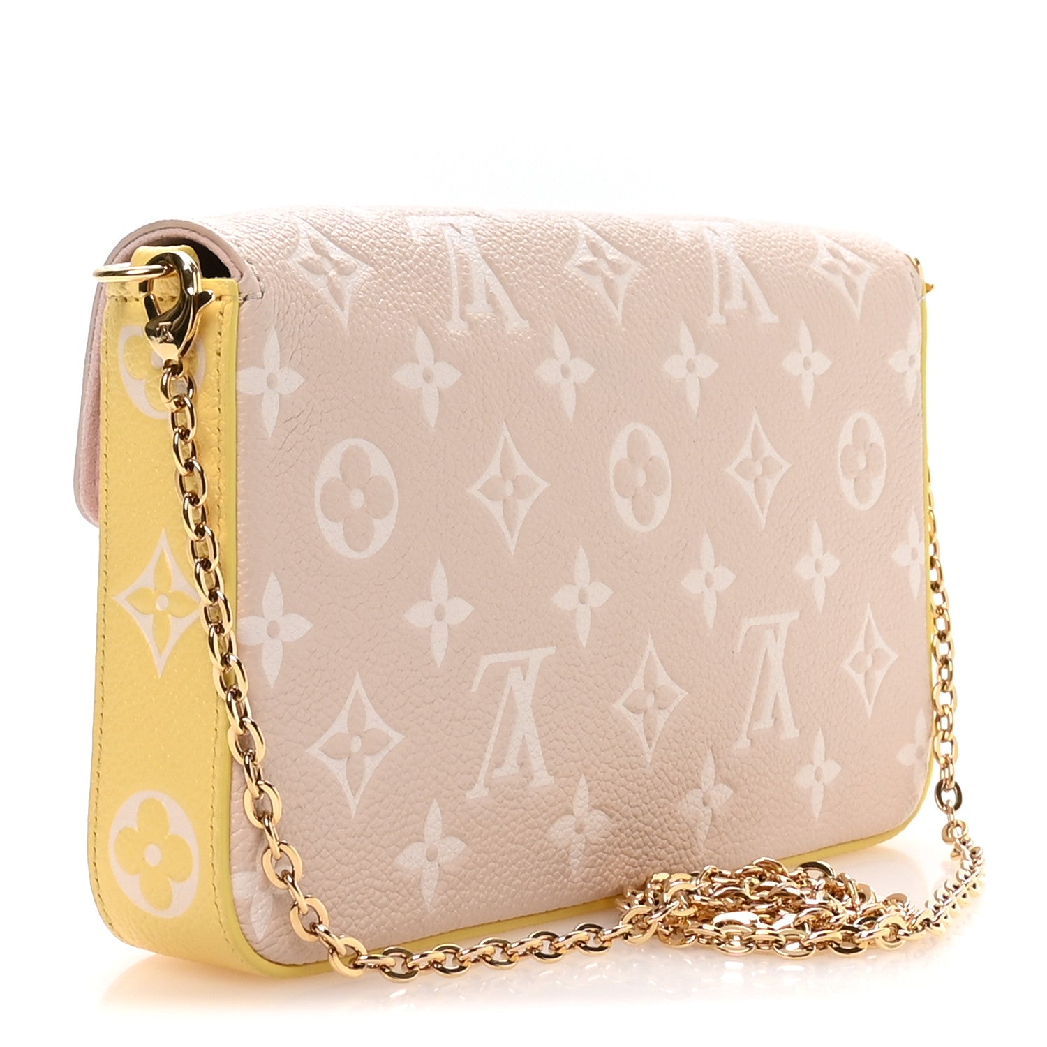 Louis Vuitton Empreinte Spring in the City Felicie Pochette Chain Wallet Pink Beige Yellow