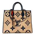 Louis Vuitton Raffia Calfskin Monogram Giant Onthego MM Blue