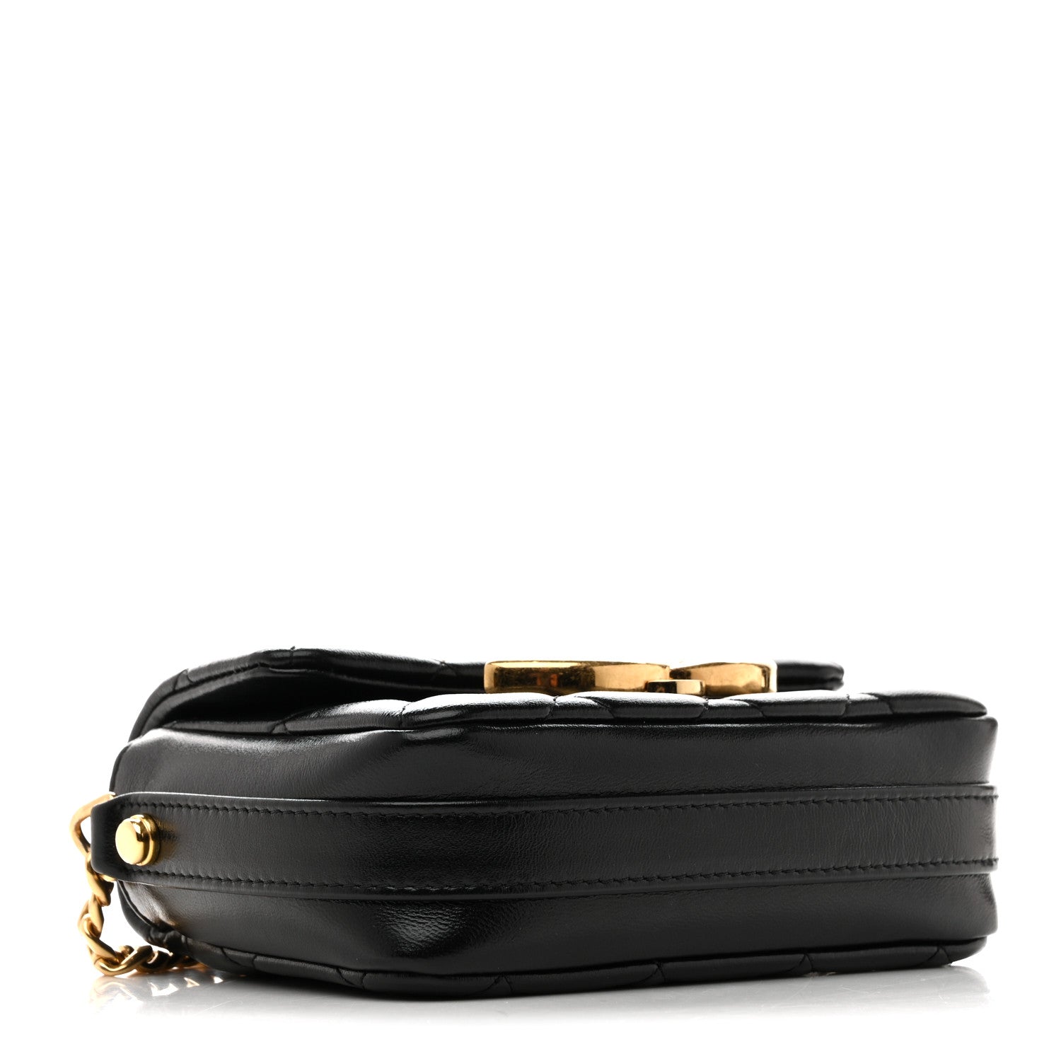 Chanel Shiny Crumpled Lambskin Quilted Mini Giant CC Flap Black