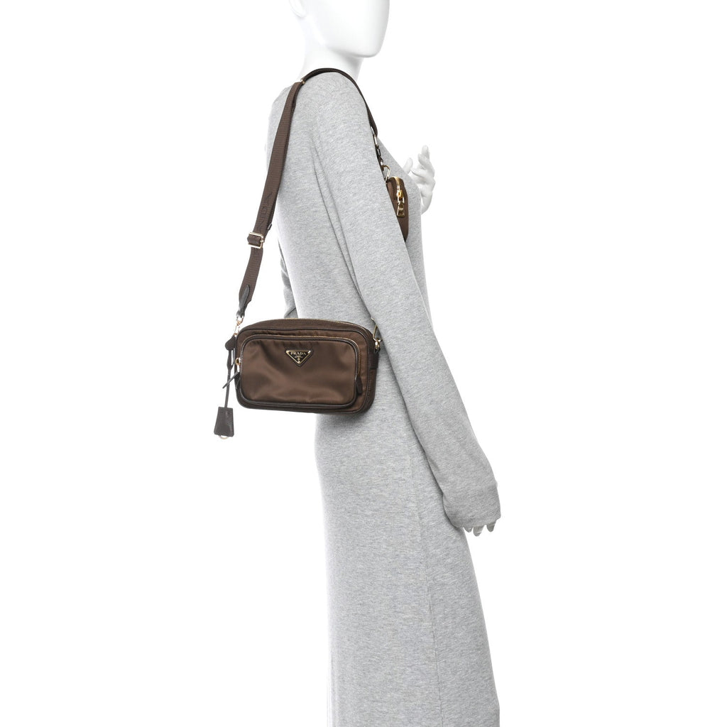 Prada Re-Nylon Saffiano Mini Shoulder Bag Sienna
