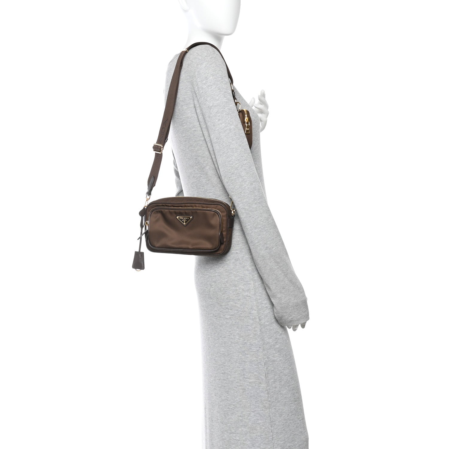 Prada Re-Nylon Saffiano Mini Shoulder Bag Sienna