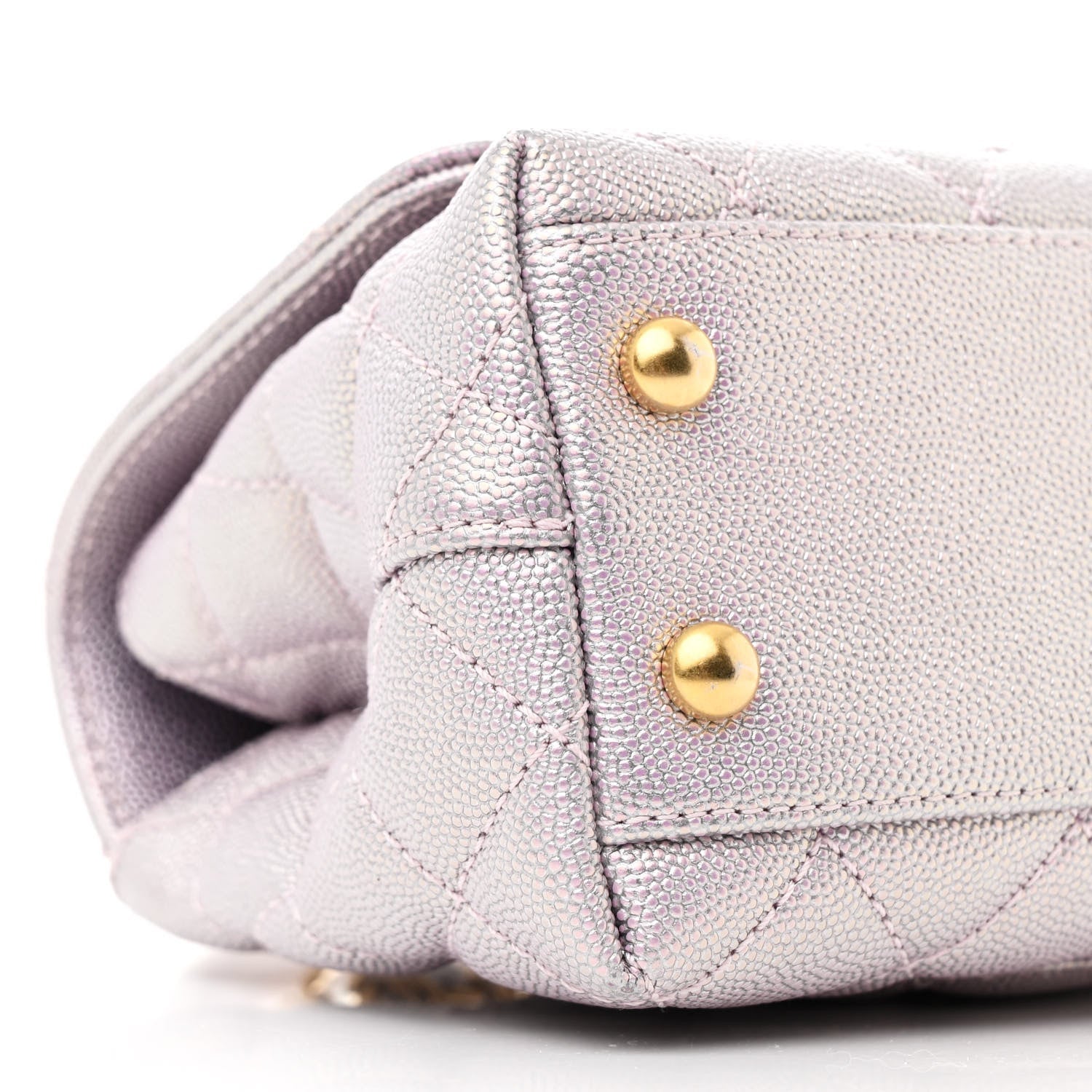 Chanel Metallic Caviar Quilted Extra Mini Coco Handle Flap Light Pink