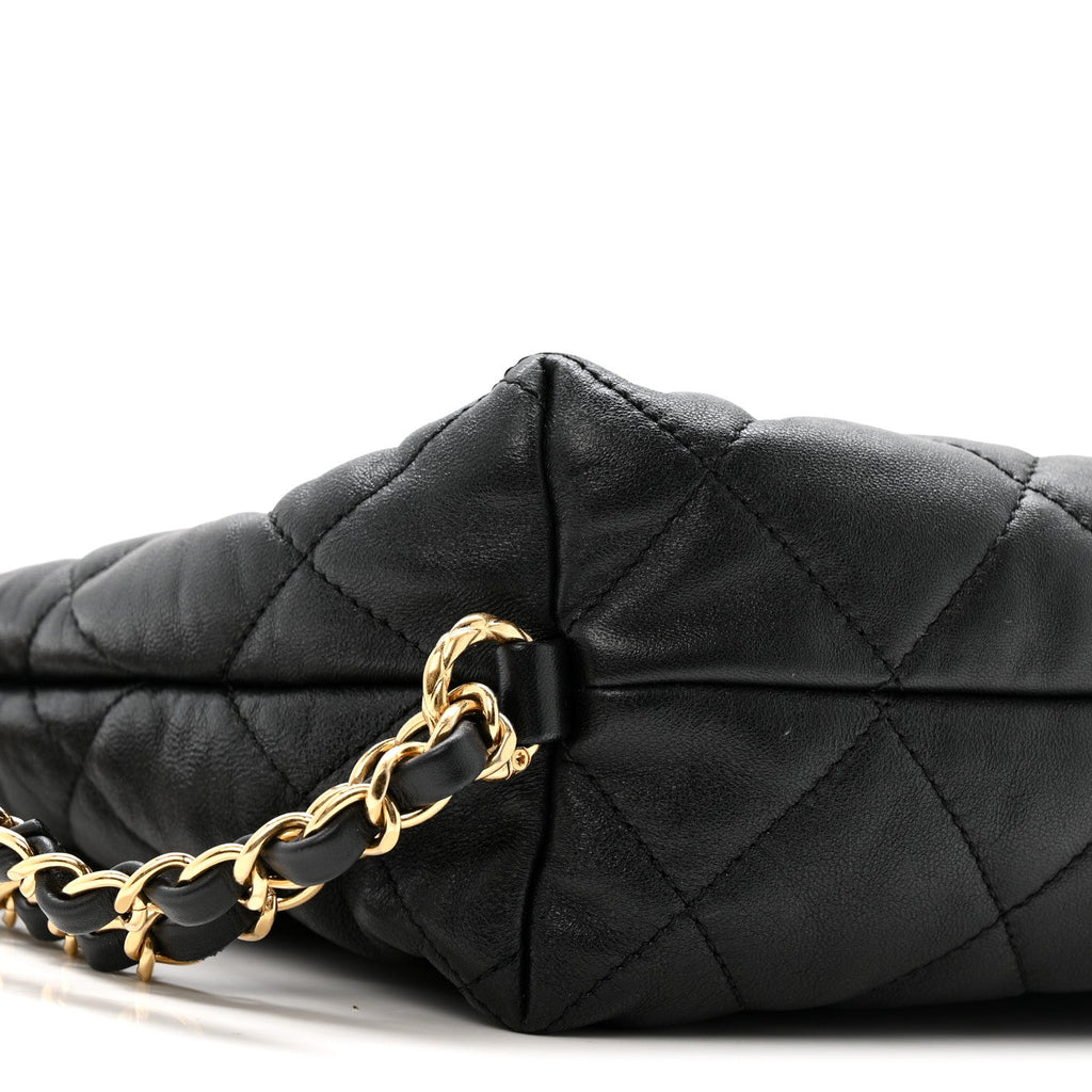 Chanel Lambskin Quilted Maxi Hobo Black