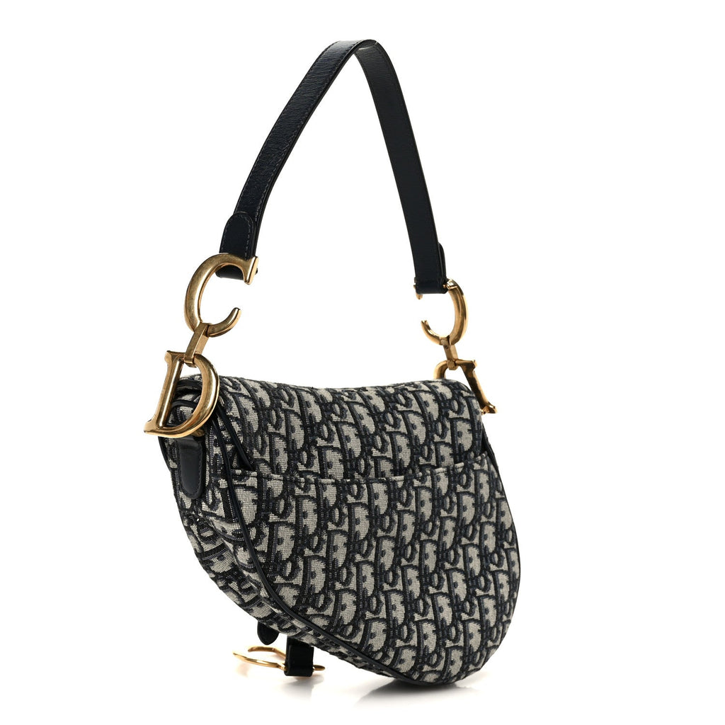 Christian Dior Oblique Saddle Bag Blue