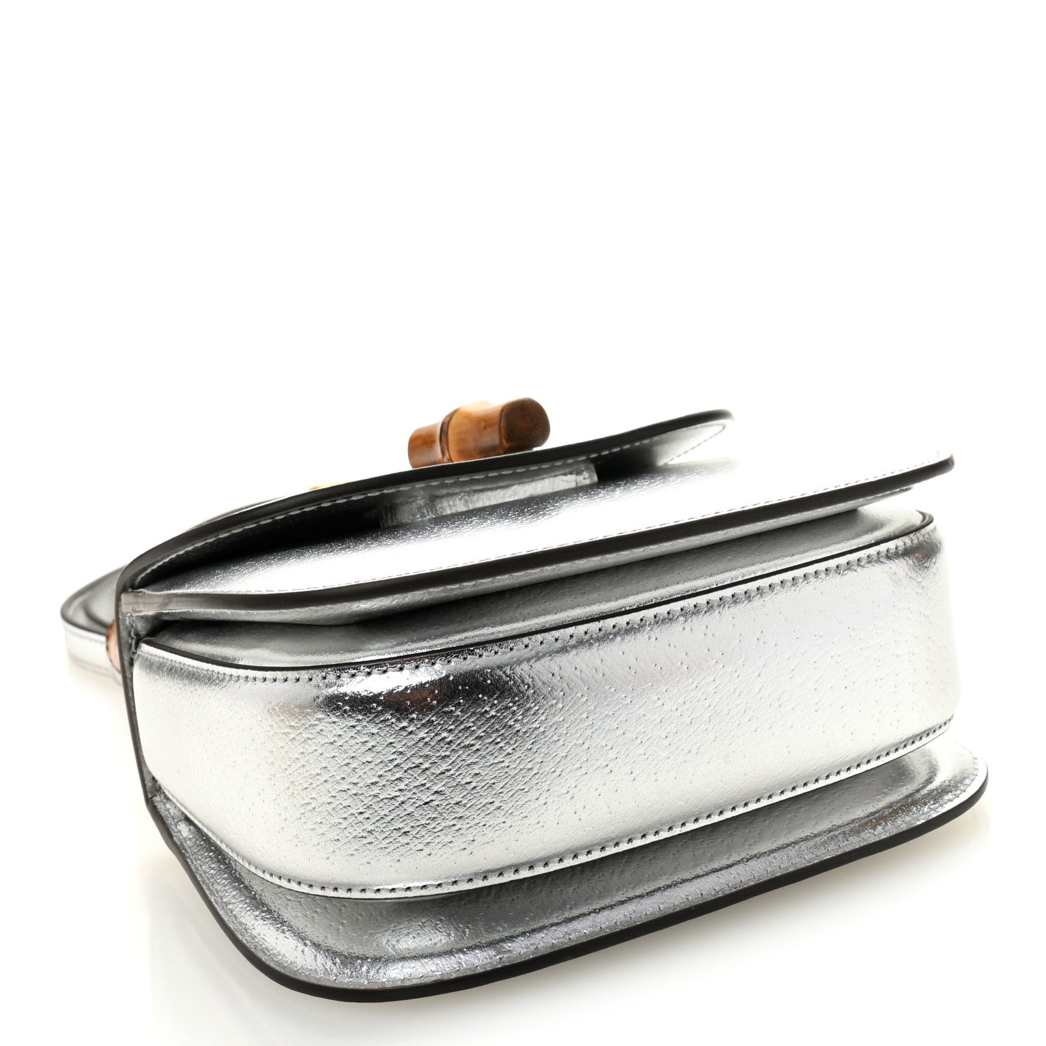 Gucci Boarded Dyana Lux Calfskin Mini Bamboo 1947 Top Handle Bag Silver