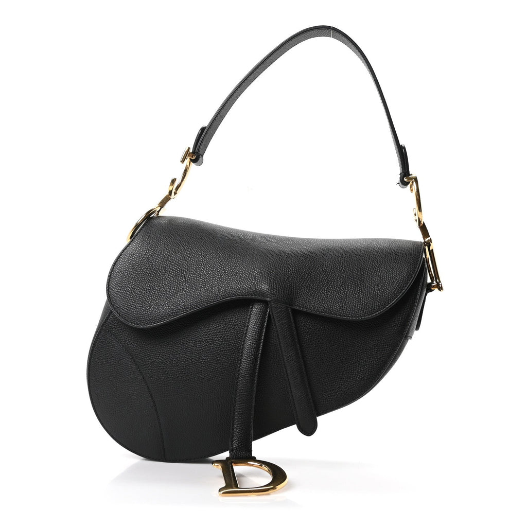 Christian Dior Grained Calfskin Saddle Bag Black