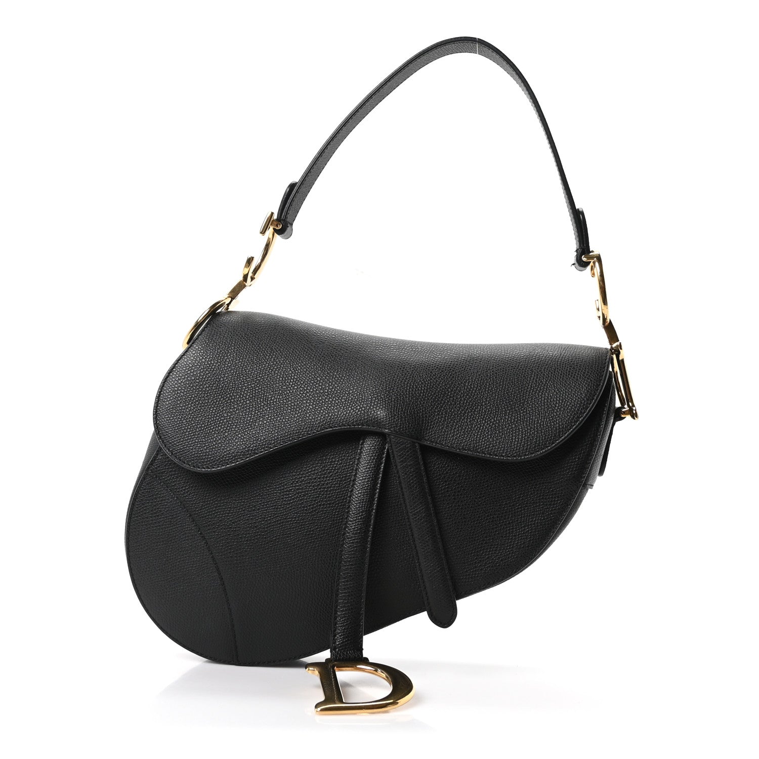 Christian Dior Grained Calfskin Saddle Bag Black