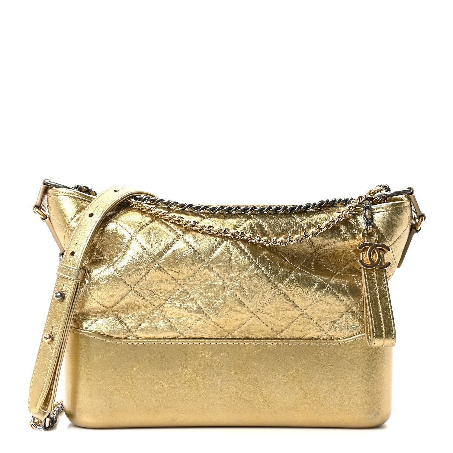 Chanel Metallic Aged Calfskin Quilted Medium Gabrielle Gold