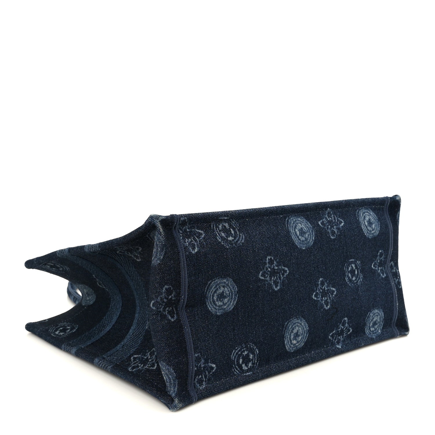 Christian Dior Denim Flowers Embroidered Medium Book Tote Blue