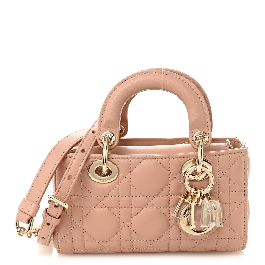 Christian Dior Lambskin Cannage Micro Lady D-Joy Rose Des Vents
