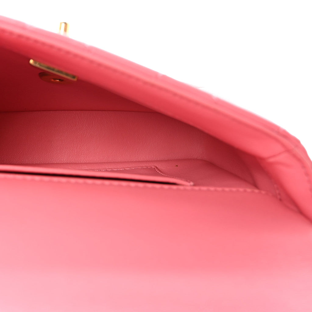 Chanel Lambskin Enamel Quilted Pending CC Mini Square Flap Pink