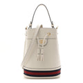 Gucci Glazed Textured Calfskin Web Small Ophidia Bucket Bag Mystic White