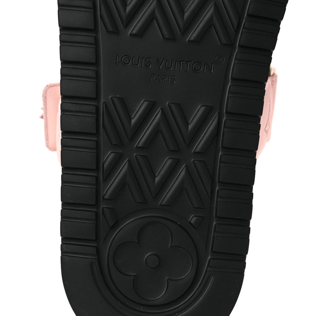 Louis Vuitton Lambskin Embossed Monogram Sunset Comfort Flat Sandals 38 Pink