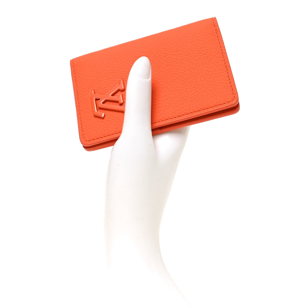 Louis Vuitton Grained Calfskin Aerogram Pocket Organizer Orange