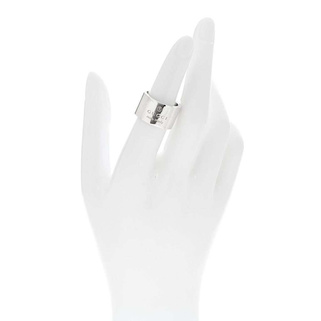 Gucci Sterling Silver 12mm Trademark Wide Band Ring 52 6