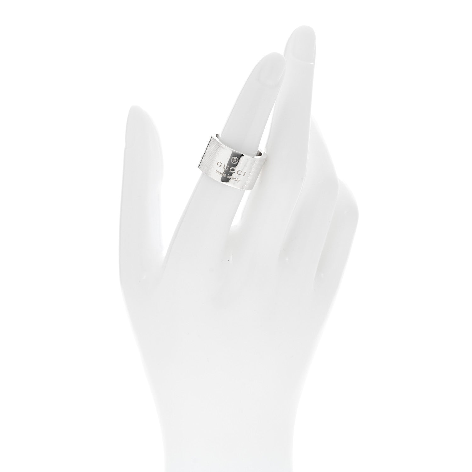 Gucci Sterling Silver 12mm Trademark Wide Band Ring 52 6