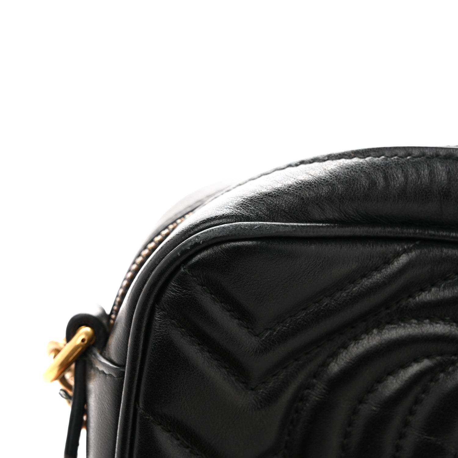 Gucci Calfskin Matelasse Mini GG Marmont Chain Shoulder Bag Black