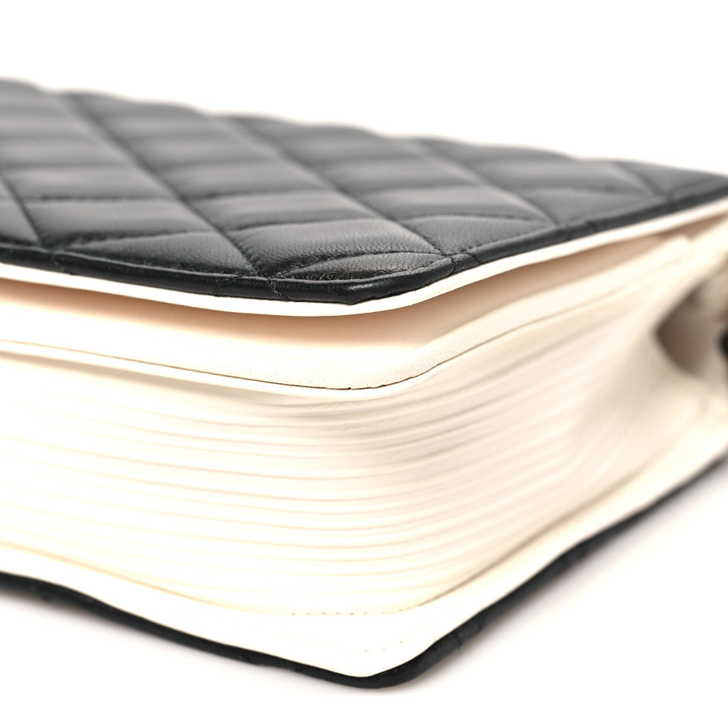Chanel Lambskin Quilted Book Wallet On Chain WOC Black