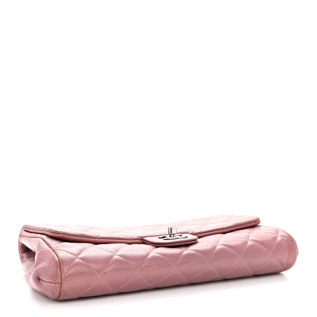 Chanel Caviar Quilted Clutch With Chain Flap Purple