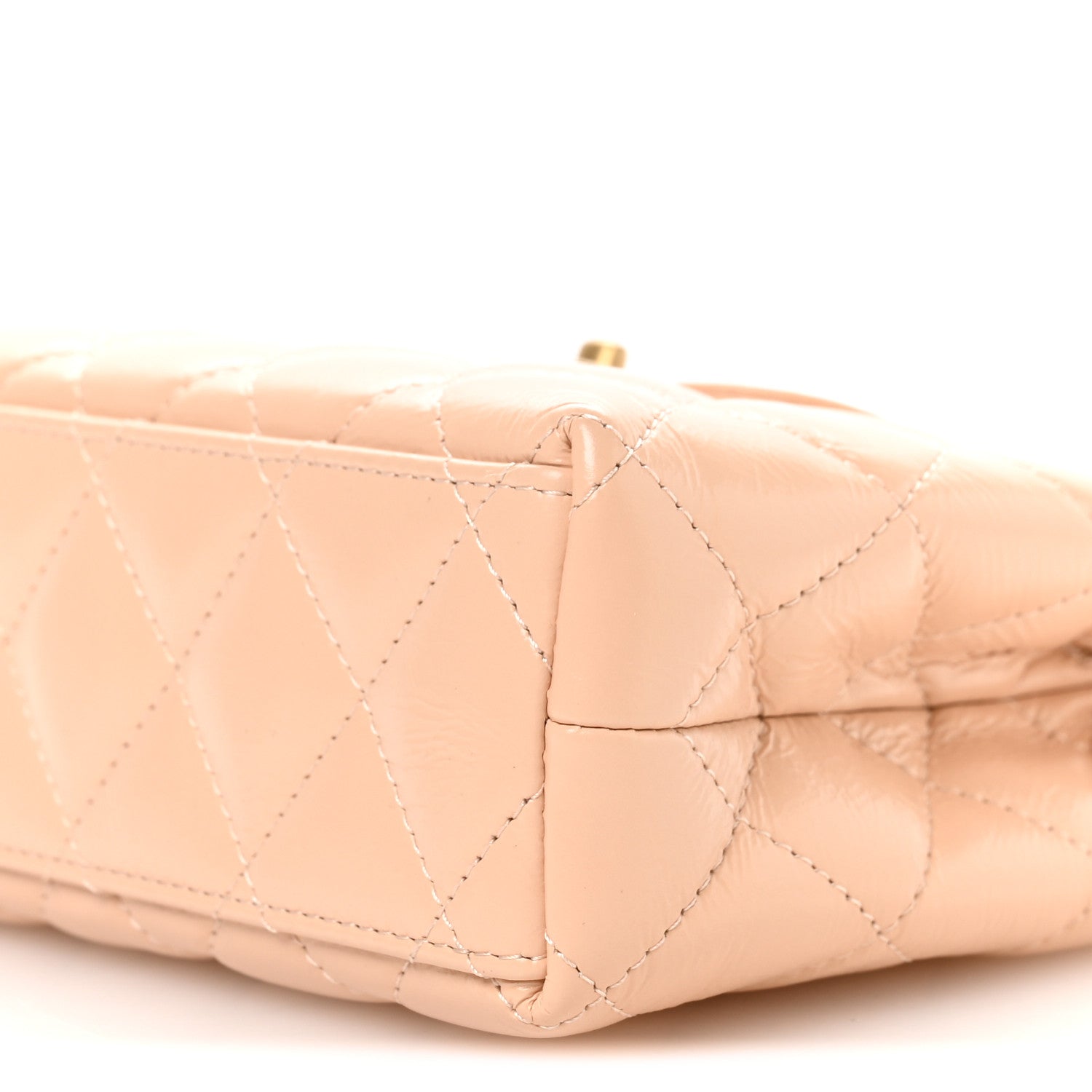 Chanel Shiny Aged Calfskin Quilted Nano Kelly Shopper Beige
