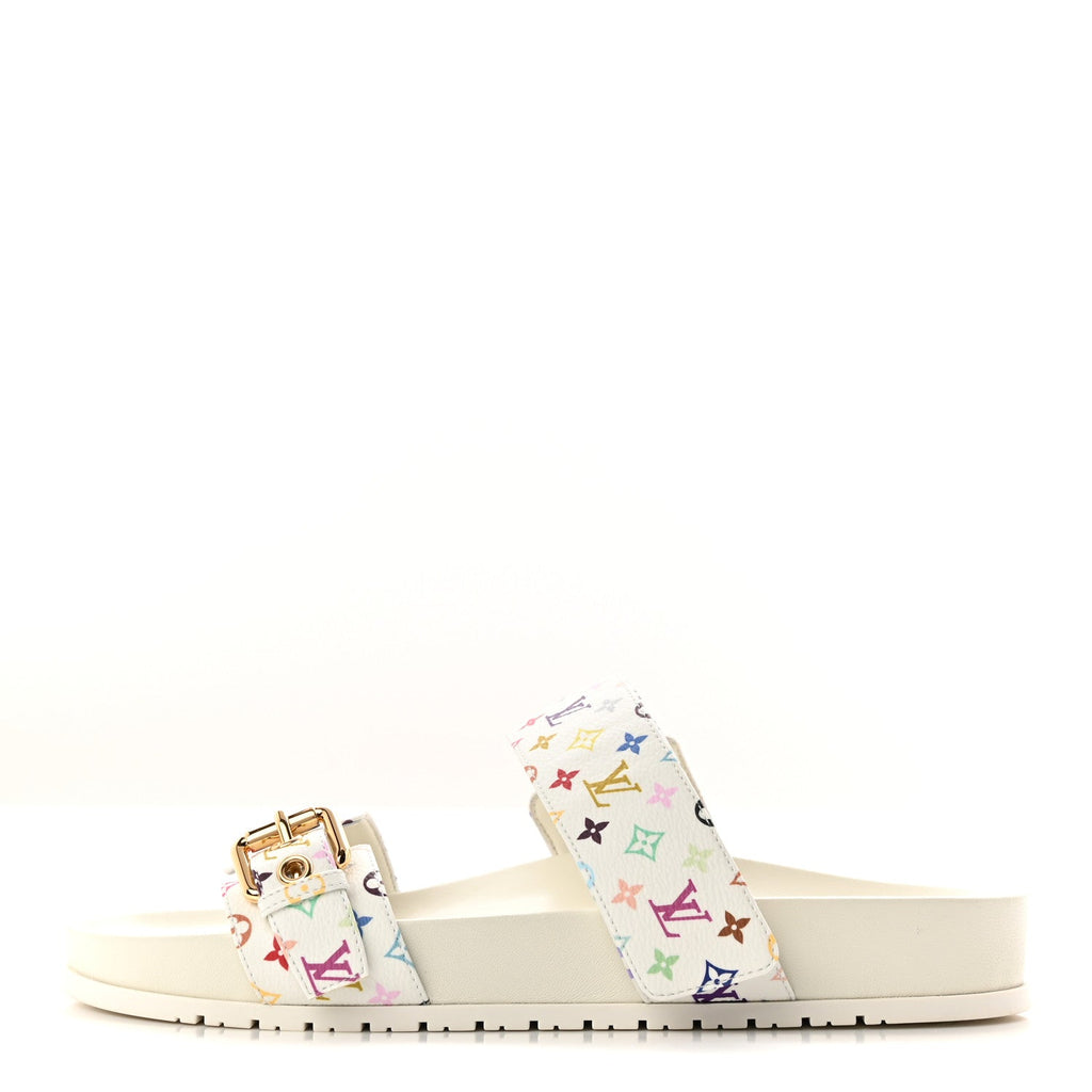 Louis Vuitton LV X TM Monogram Multicolor Bom Dia Comfort Mule Sandals 38.5 White