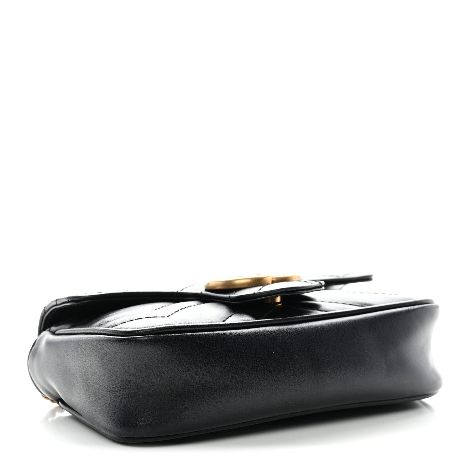 Gucci Calfskin Matelasse Super Mini GG Marmont Shoulder Bag Black