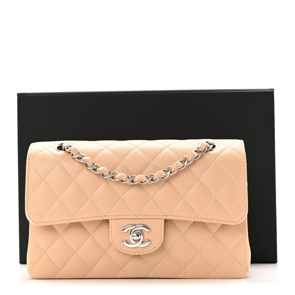 Chanel Caviar Quilted Small Double Flap Beige