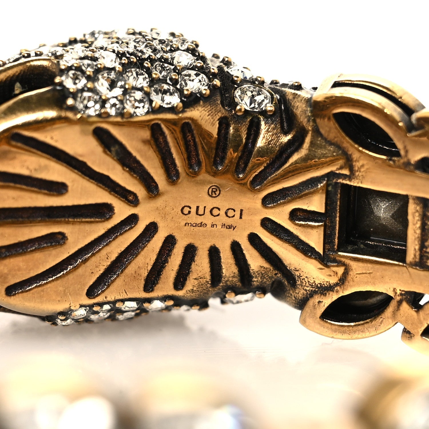 Gucci Metal Crystals Snake Bracelet S White Red