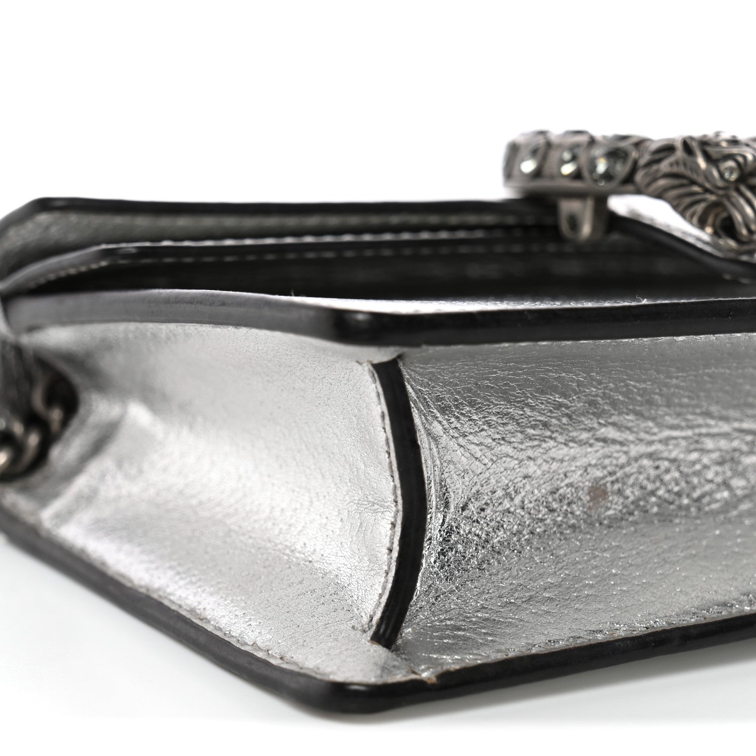 Gucci Metallic Calfskin Super Mini Dionysus Shoulder Bag Silver