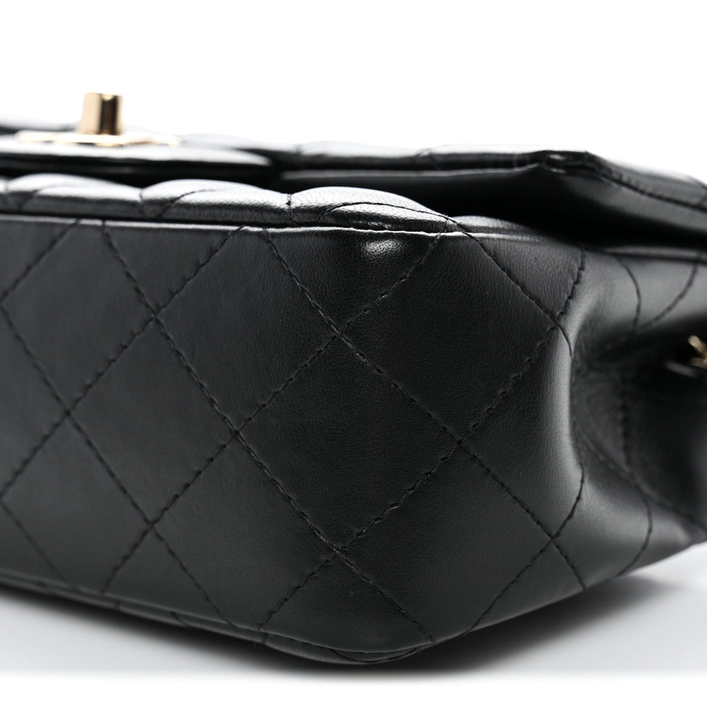 Chanel Lambskin Quilted Mini Rectangular Flap Black