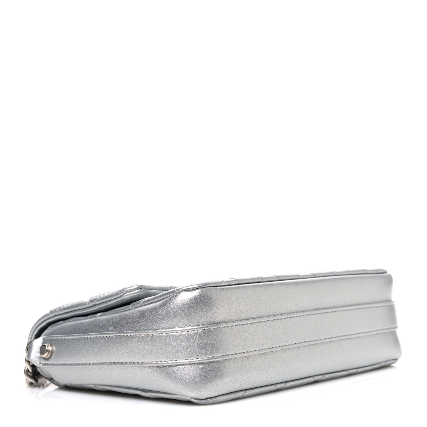 Chanel Metallic Lambskin Quilted Mini Maxi CC Flap Argent