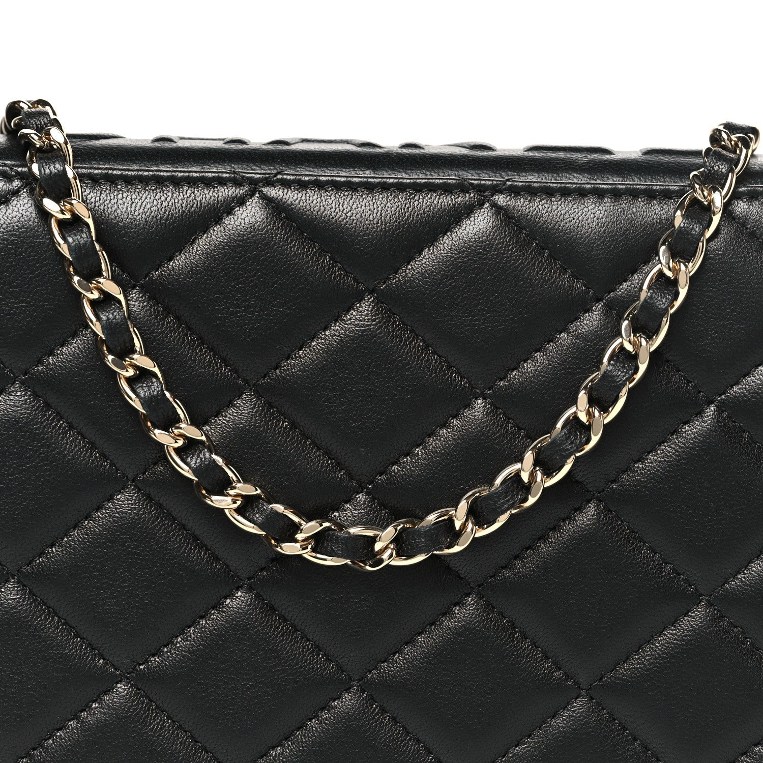 Chanel Lambskin Quilted Book Wallet On Chain WOC Black